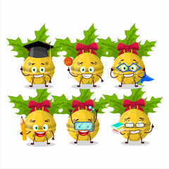 School student of christmas bells cartoon character with various expressions