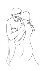 Doodle hand drawn couple hugs