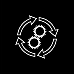 Process icon in flat style isolated on dark background