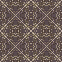 Seamless background for your designs. Modern vector brown and golden ornament. Geometric abstract pattern