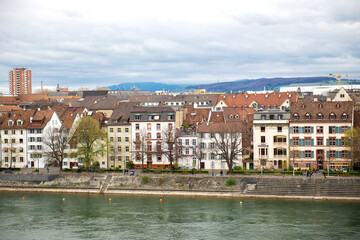Riverside of Rhine in Basel, Switzerland