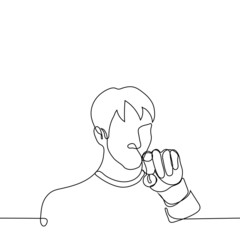 man points his index finger at the viewer - one line drawing.