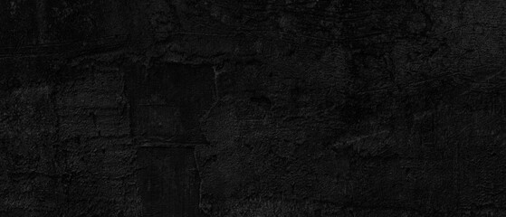 Panorama of Old cement wall painted black, peeling paint texture and background