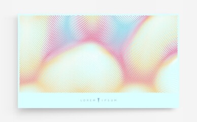 Background with convex forms. Grid surface. Vibrant trendy texture, with blending colors. 3d network design with particles. Can be used for advertising, marketing or presentation.