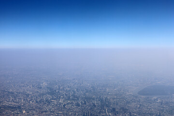 Fototapeta na wymiar Beautiful Capital City, Sky and Cloudscape on airplane view.