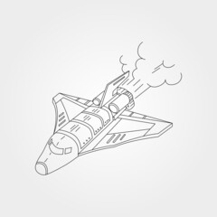 flying spaceship line art vector background symbol illustration design
