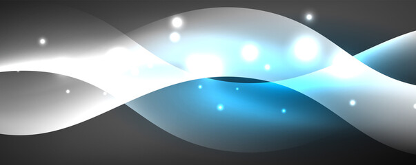 Shiny glowing neon wave, light lines abstract background. Magic energy and motion concept. Vector wallpaper template