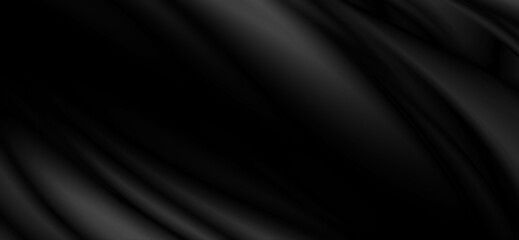 Black fabric background with copy space 3D illustration