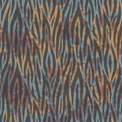 Vector hand-drawn natural ornament on textured background. Antique shabby seamless pattern for printed products like wallpapers, packaging, textiles. Modern design in trendy style.