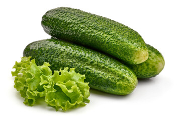 Lightly salted cucumbers, isolated on white background. High resolution image.