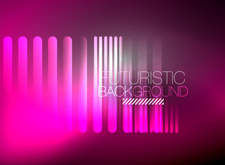Bright neon color techno abstract background, shiny glowing neon lines in the dark background