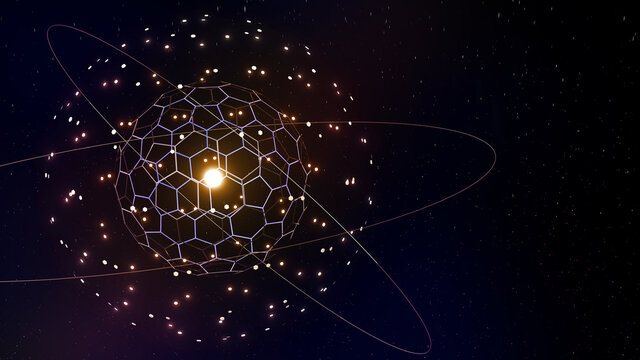 Space concept mega structure,Dyson sphere,dyson ring,3D rendering