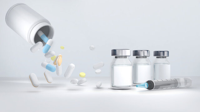 Various medical drugs and vaccine,picture of many medicines,Proper care and use of medicines,medicine,3D rendering