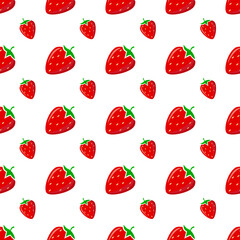 Bright seamless pattern with red strawberries. Strawberry berry