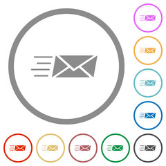 Sending express mail solid flat icons with outlines