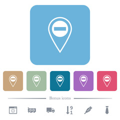 Remove GPS location flat icons on color rounded square backgrounds