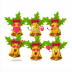 jingle christmas bells cartoon character with love cute emoticon