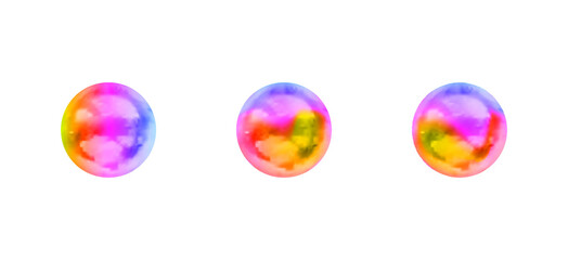 Vector Set of Rainbow Swirly Colored Spheres isolated on White Background, Realistic Balls, Colorful Vector Illustration.
