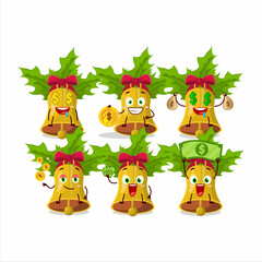jingle christmas bells cartoon character with cute emoticon bring money