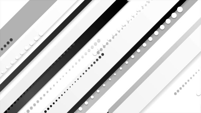 Black and white geometric tech abstract motion background. Seamless looping. Video animation Ultra HD 4K 3840x2160