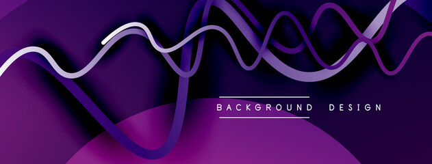 Abstract gradient background with wave line with shadow effect. Geometric composition. 3D shadow effects and fluid gradients