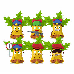 A dedicated Police officer of jingle christmas bells mascot design style