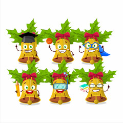 Obraz na płótnie Canvas School student of jingle christmas bells cartoon character with various expressions