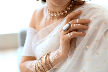 Beautiful Indian woman at home, closeup