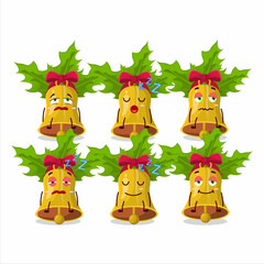 Cartoon character of jingle christmas bells with sleepy expression