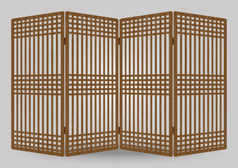 Traditional korea ornament wooden shutter frame pattern. Room divider antique decoration art vector illustration. Natural color wood. Surface timber.