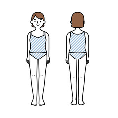 女性の前面・背面のイラスト