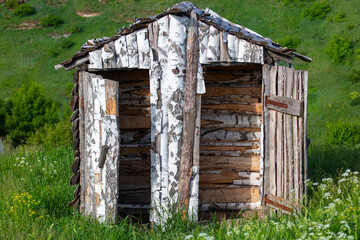 House built from birch logs