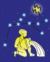 Aquarius zodiac sing celestial stars constellation