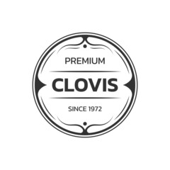 Retro label or badge. Vintage design stamp or sticker template. Premium product, original brand circle emblem or logo for business and fashion typography. Vector illustration.