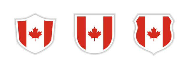 shields icon set with canada flag isolated on white background. vector illustration
