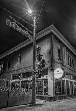 Charro steak house in Tucson in downtown, black and white photo