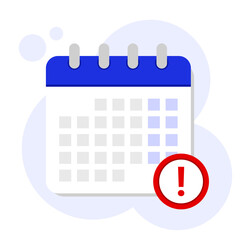 Vector calendar icon. Flat isolated vector illustration. Red decline, postpone canceled meetings or plans.