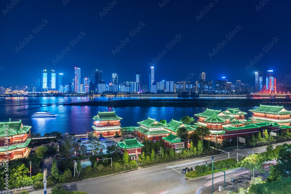 Sticker nanchang cityscape at night