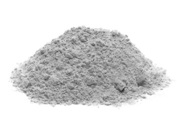 Plaster powder pile, gypsum isolated on white background