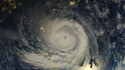 Satellite view of the eye of the tropical storm.3d render.