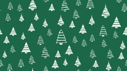 Christmas trees set,  hand drawn. Vector illustration.	