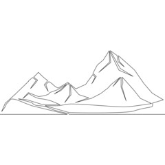 Continuous line drawing art Mountain icon concept