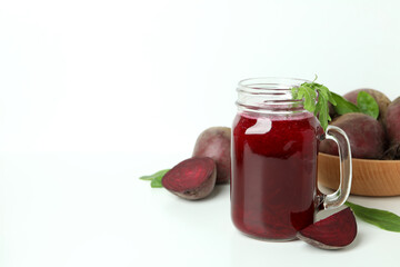 Concept of healthy drink with beetroot smoothie