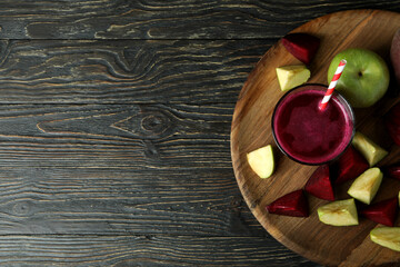 Concept of healthy drink with beetroot smoothie
