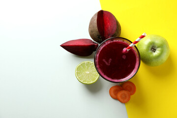 Concept of healthy drink with beetroot smoothie