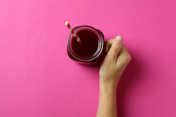 Concept of healthy drink with beetroot smoothie