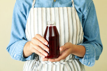 Concept of healthy drink with beetroot smoothie