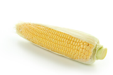 Fresh raw corn isolated on white background