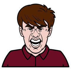 comic avatar of a man with angry expression on his face.