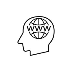 Head with World Wide Web sign silhouette vector illustration